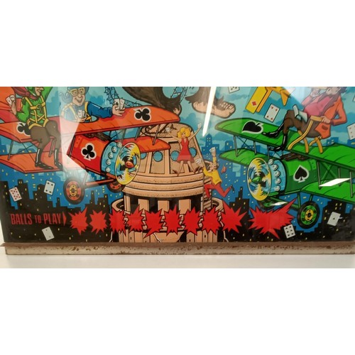 27 - A glass screen, from a pinball machine, Hi Deal, 57.5 cm wide, and a Gottliebs pinball screen, Baseb... 