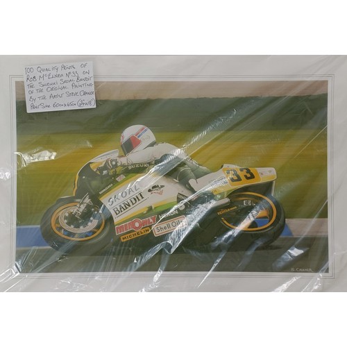48 - One hundred Steve Craner prints of Rob McElnea, No 33 on a Suzuki Skoal Bandit, all unframed