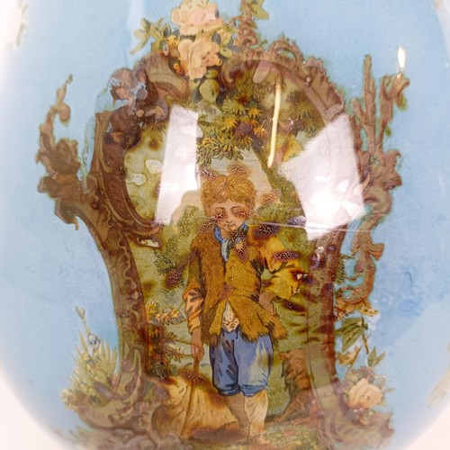 782 - A 19th century glass Decalcomania lamp base, 46 cm high