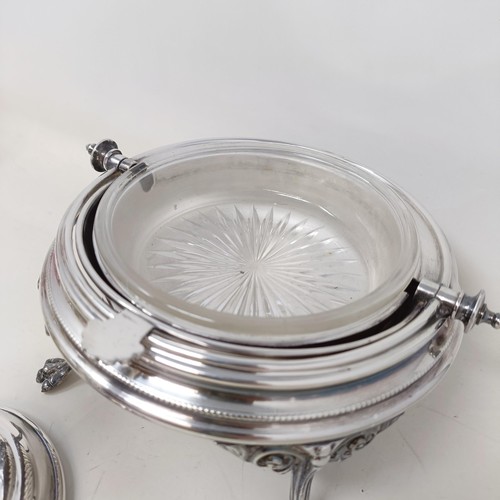 787 - A silver plated muffin dish, assorted silver plate and a jug (box)