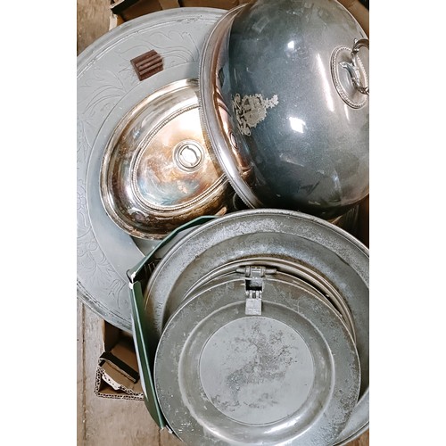 857 - Assorted pewter and silver plate (two boxes)
