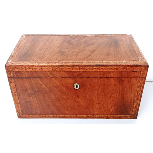 863 - A 19th century mahogany tea caddy, the hinged lid to reveal two compartments and a mixing bowl, 25 c... 