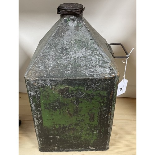 20 - An MOD issue tyre pump, a fuel can, and a Kismet Duplex foot pump, boxed (3)Please see our terms and... 