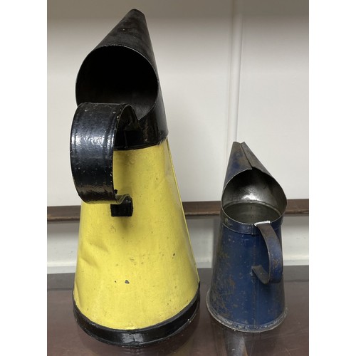 32 - A Germ Oils jug, 23.5 cm high, and another similar, re-painted, 42 cm highPlease see our terms and c... 