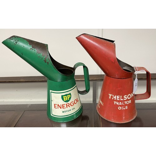 47 - A Thelson Tractor Oils jug, 24.5 cm high, and a BP Energol Motor Oil jug (2)Please see our terms and... 