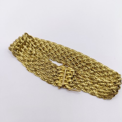416 - A 1970s 18ct gold textured bracelet, 36.2 g, 21 cm long