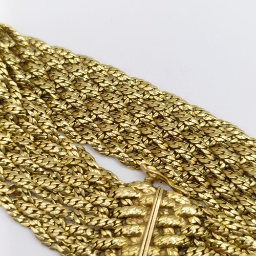 416 - A 1970s 18ct gold textured bracelet, 36.2 g, 21 cm long