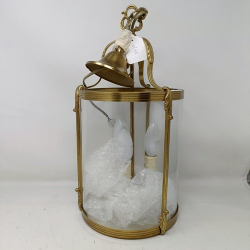 1327 - A brass and glass wall light, 44 cm high
