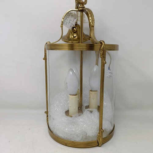 1327 - A brass and glass wall light, 44 cm high