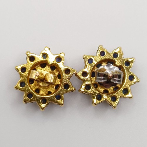 742 - A pair of sapphire stud earrings