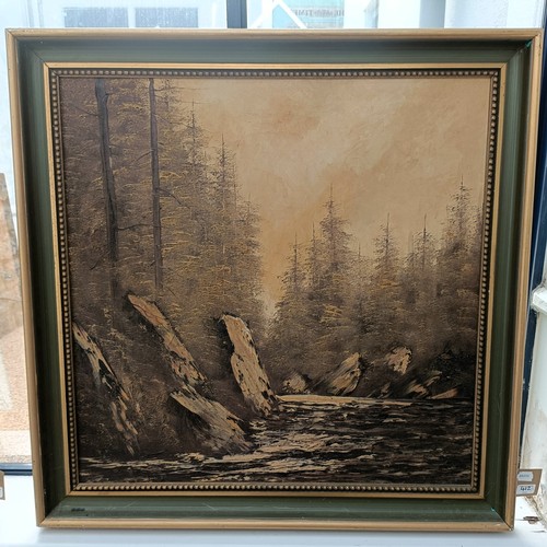 762 - Hampton, a woodland scene, oil on canvas, signed, 52 x 59 cm, English school, river scene, oil on ca... 
