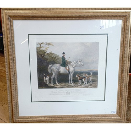 763 - A Mr Will Long on Bertha racing print, 54 x 59 cm