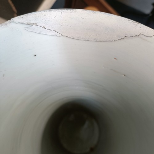635 - A Ming style sleeve vase, probably Ching dynasty, a large rim chip and repairs, 44 cm high