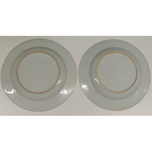 636 - A pair of Chinese Kangxi plates, decorated in an Imari palette, 23 cm diameter (2)