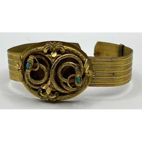 733 - *** Regretfully Withdrawn*** A late 19th century gold plated double snake bracelet