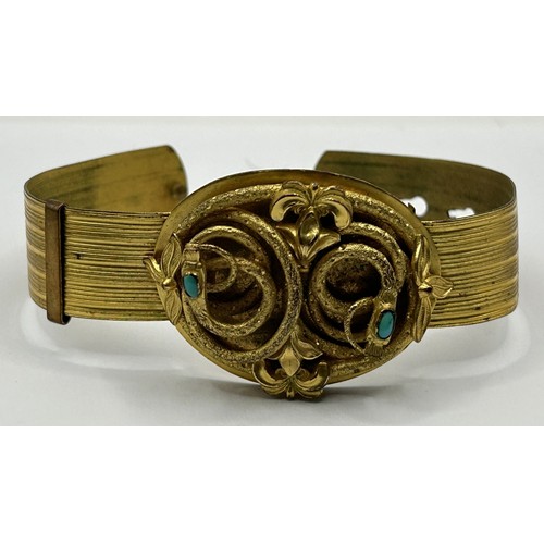 733 - *** Regretfully Withdrawn*** A late 19th century gold plated double snake bracelet