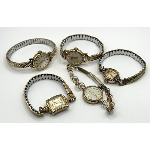 737 - A ladies yellow metal Avia wristwatch and four other ladies wristwatches (5)