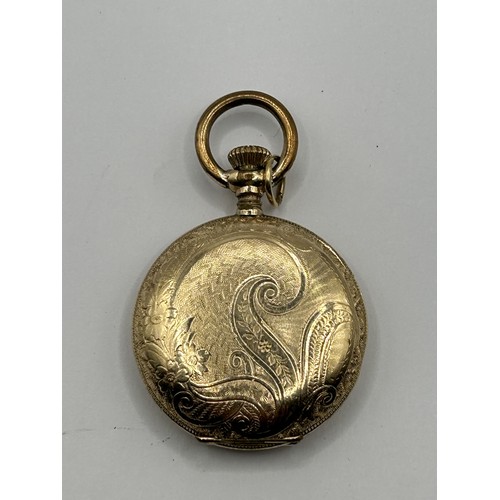 726 - A ladies gold plated full hunter pocket watch