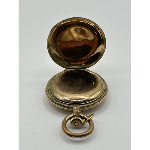 726 - A ladies gold plated full hunter pocket watch