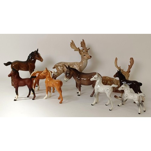 606 - A Beswick Stag, another, a Donkey, and seven foals (10)