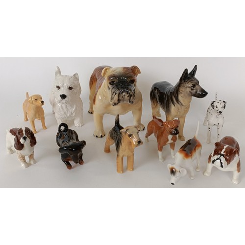 617 - A Beswick figure of a Bulldog, and assorted Beswick figures of dogs (2 boxes)