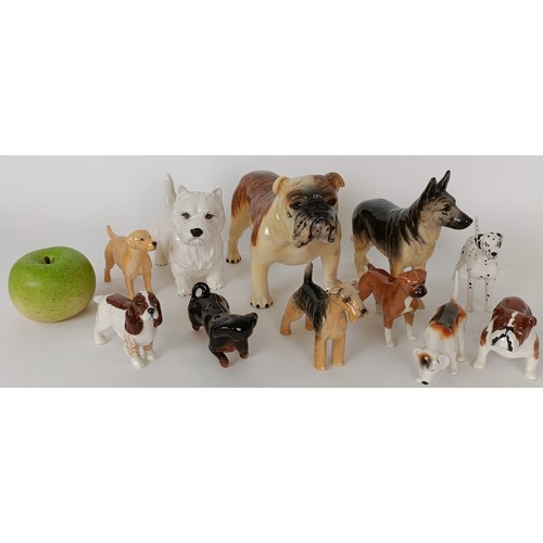617 - A Beswick figure of a Bulldog, and assorted Beswick figures of dogs (2 boxes)
