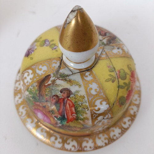626 - A pair of Vienna style vases and covers, decorated landscapes and flowers, 40 cm high (2)