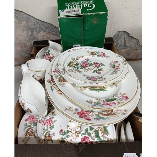 642 - A part Wedgwood Charnwood pattern dinner service, assorted ceramics and glass (2 boxes)