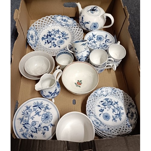 650 - An English porcelain tea bowl, decorated in the Chinese manner, 12 cm diameter and assorted Dresden ... 