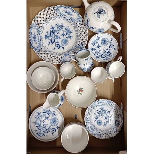 650 - An English porcelain tea bowl, decorated in the Chinese manner, 12 cm diameter and assorted Dresden ... 