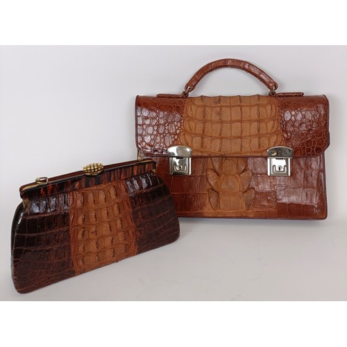 655 - A crocodile skin brief case and similar handbag (2)