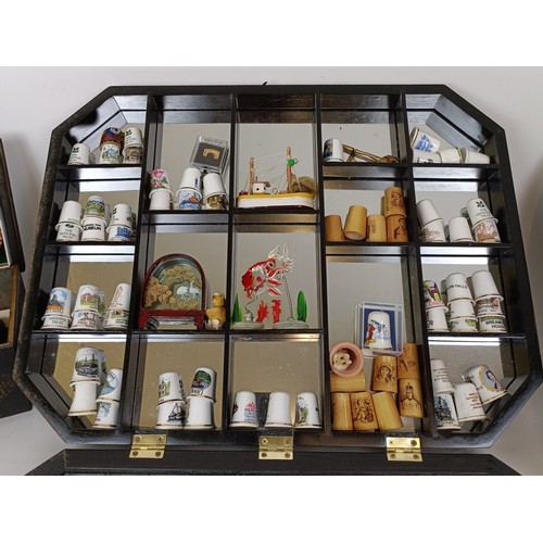 720 - Assorted thimbles, an Anglo Indian box, assorted flatware and tinplate box, with assorted pipes and ... 