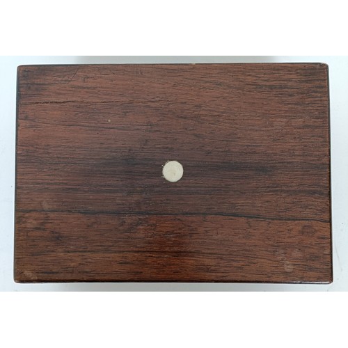 721 - A rosewood box, a lens, in a leather case and assorted other items
