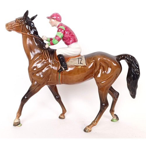 600 - A unique Beswick racehorse and jockey, believed to be War Lace, commissioned 1959/1960, by Mrs Eliza... 