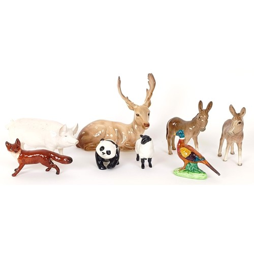 610 - A Beswick figure of a stag and assorted Beswick animal figures (box)