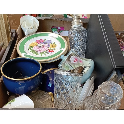 750 - A Shelley cup and saucer, assorted ceramics, glass and other items (2 boxes)