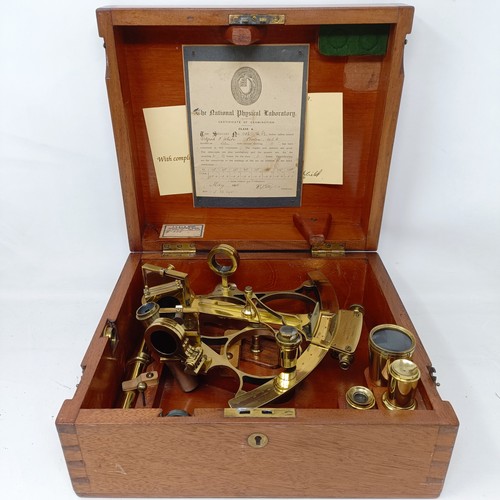 773 - A sextant, engraved Wilfred O'Whites Nautical Instruments, Boston USA in an oak case