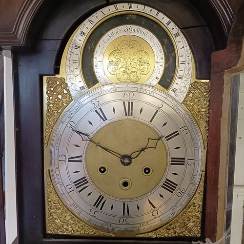 772 - A longcase clock, A MARRIAGE, the replaced dial signed John Maldon with subsidiary Zodiac dial, and ... 