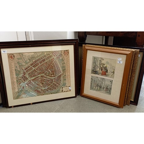 771 - Two reproduction maps and three reproduction prints (5)