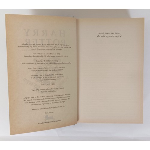 8 - Rowling (J K), Harry Potter and The Order Of The Phoenix, misprint, text printed upside down to the ... 