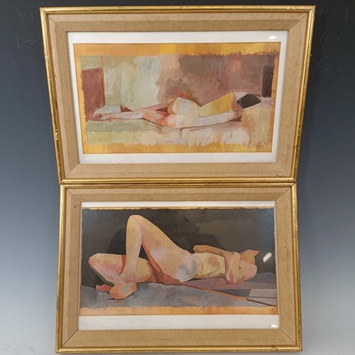 286 - C Hooper, a reclining nude, watercolour, signed and dated '97, 17 x 32 cm, and its pair (2)