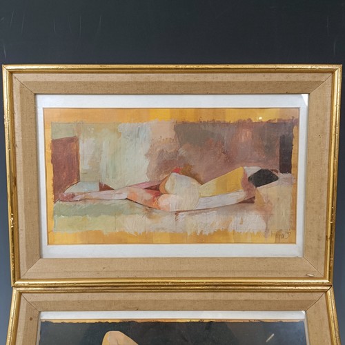 286 - C Hooper, a reclining nude, watercolour, signed and dated '97, 17 x 32 cm, and its pair (2)