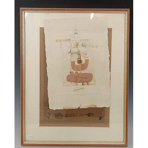 271 - 20th century, Syrian school, abstract, mixed media on paper, 45 x 30 cm