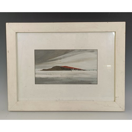 270 - John G Andre, The Dark Island, watercolour, signed, 18 x 31 cm, gallery label verso