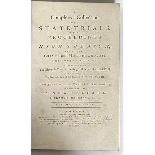 30 - Hargrave (Francis), Complete Collection Of State Trials And Proceedings For High Treason, And Other ... 