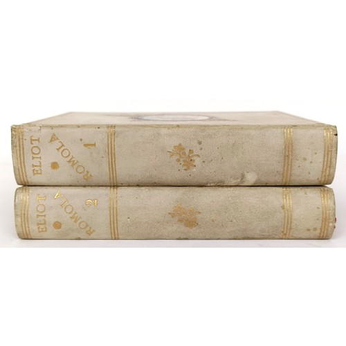 37 - Evans (Mary Ann) - George Eliot, Romola, 2 Vol. Leipzip 1863, painted vellum