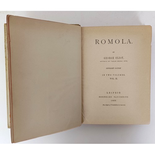 37 - Evans (Mary Ann) - George Eliot, Romola, 2 Vol. Leipzip 1863, painted vellum