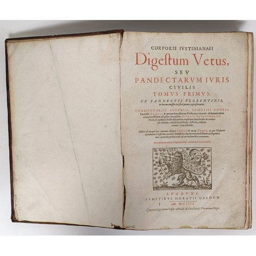 50 - Digeftum (sic) Vetum, published 1604, 5 Vol.