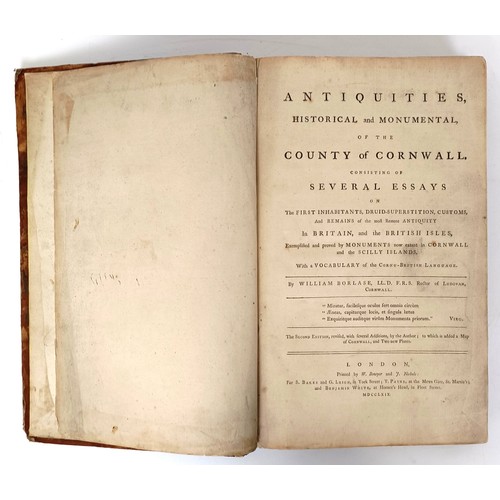 52 - Borlase (William), Antiquities, Historical And Monumental Of The County Of Cornwall, published Londo... 