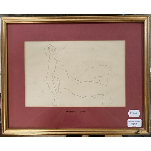 283 - Augustus John (British 1878 - 1961) study of a nude, pencil, signed, 18 x 28 cmChristies label verso... 